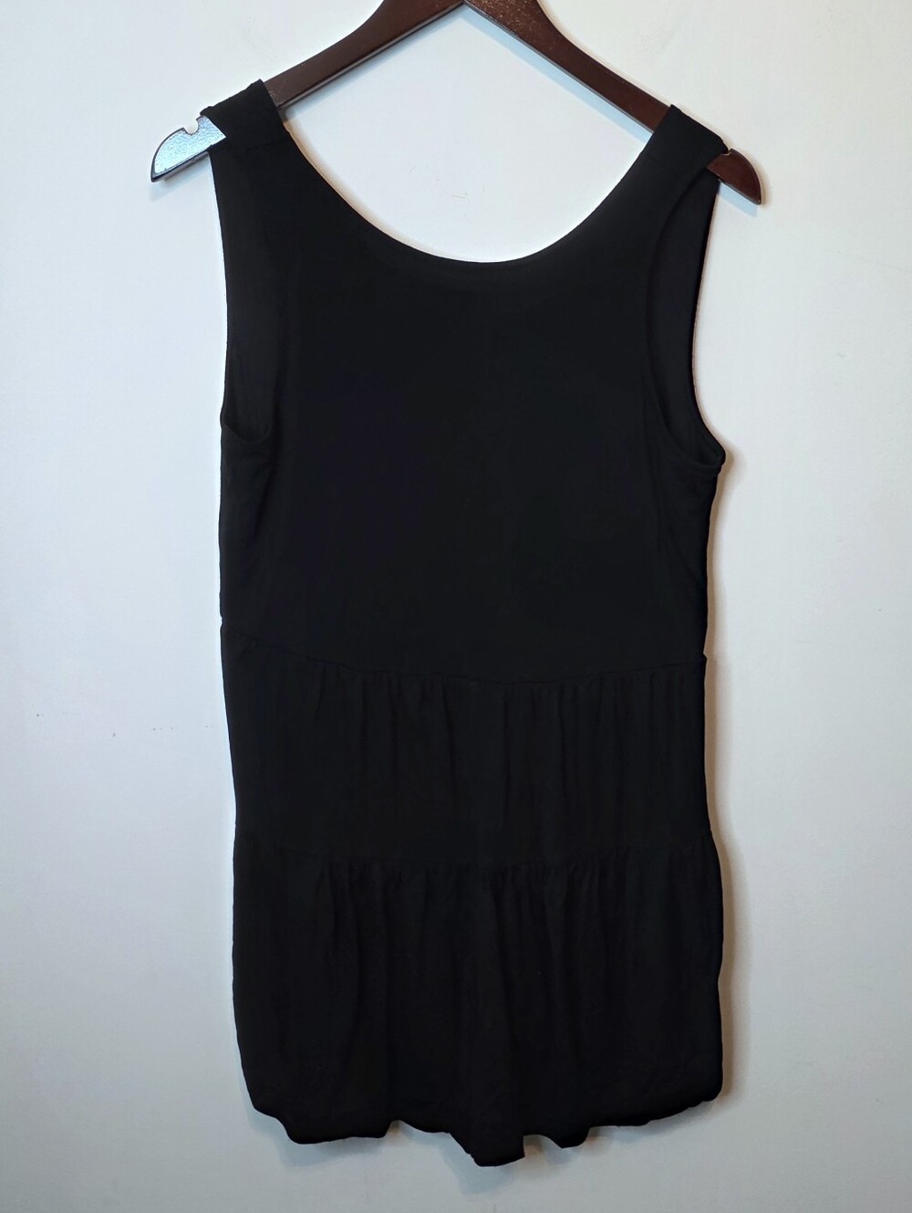 Loft Beach Black Tiered Shorts Romper Drop Waist Sleeveless Size Small
